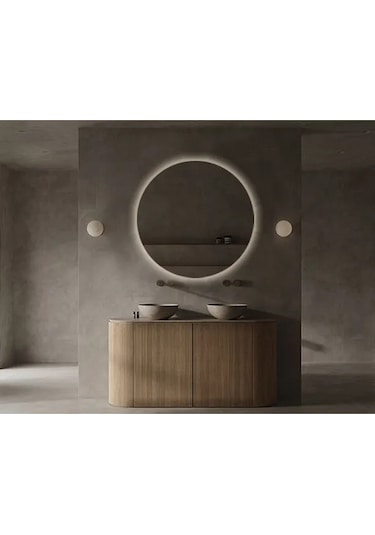 Fawdecor Led Işıklı Yuvarlak Dekoratif Duvar Aynası 50x50 Beyaz