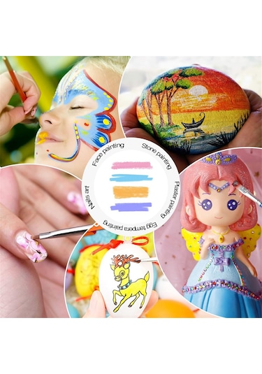 32 Akrilik Fırça, Yelpaze Fırçalar, İnce Detay Fırçaları