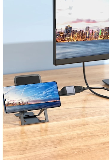 Hoco. Ua33 Tak Çalıştır Type-c To Hdmı 4k Dönüştürücü - Gri