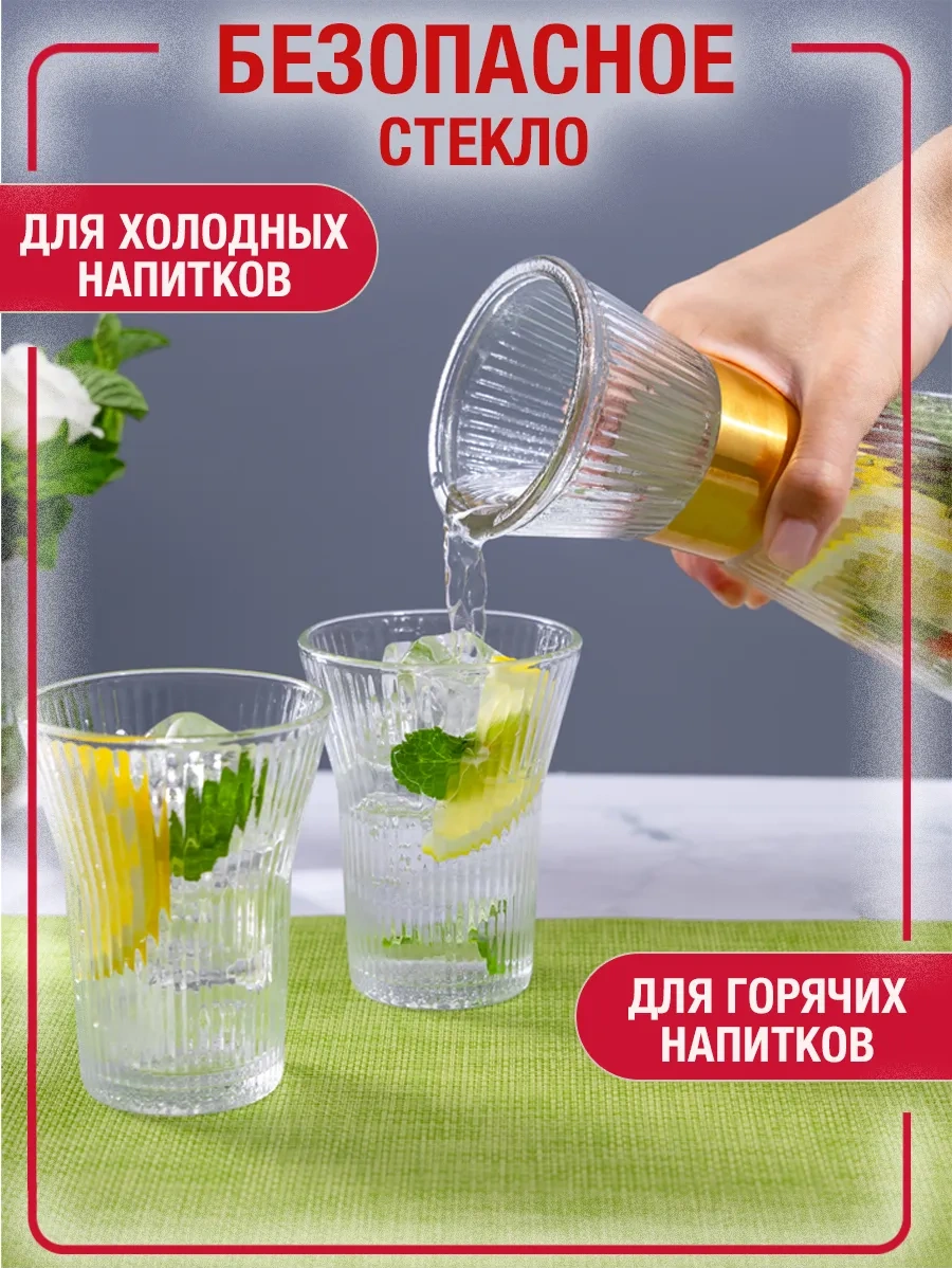 Homelabshop Cam Su Sürahisi Kapaklı Ve Bardaklı 397208905