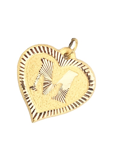 0.25 Gram 14 Ayar M Harfi Kalp Kolye Ucu