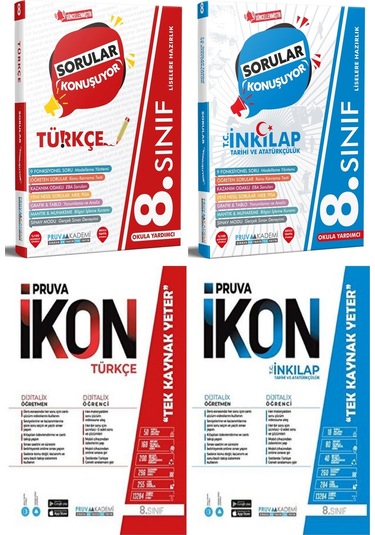 Pruva Akademi 8. Sınıf Türkçe + İnkılap Tarihi Soru + Defter Seti 4 Kitap 2023