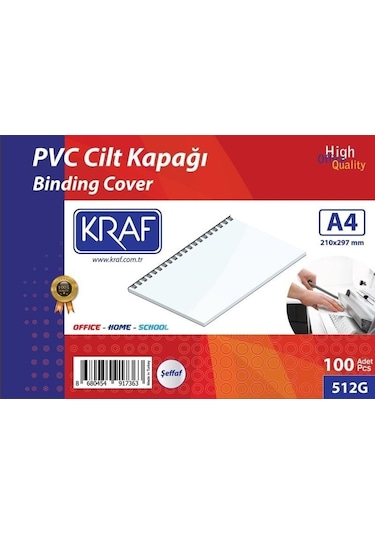 Kraf Cilt Kapağı A4 160 Mic. 100'Lü Şeffaf