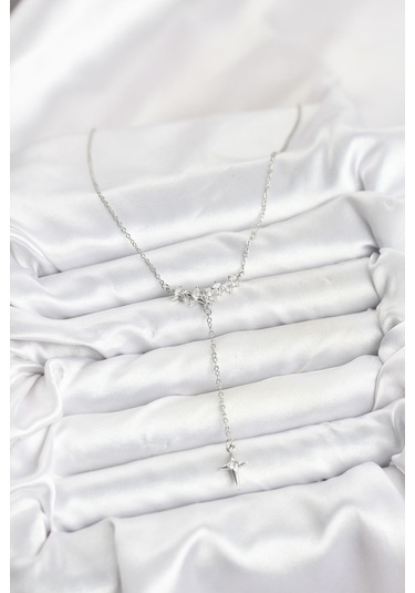 316l Çelik Zincir Gümüş Renk Yıldız Model Y Kadın Kolye Renkli