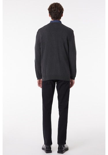 Regular Fit Normal Kesim Sıfır Yaka Triko W8A02P036 Gri Melanj