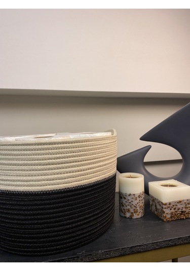 Jüt Tuvalet Kağıdı Düzenleyici, 30 X 20 Jüt Sepet, Çok Amaçlı Organizer Siyahkrem