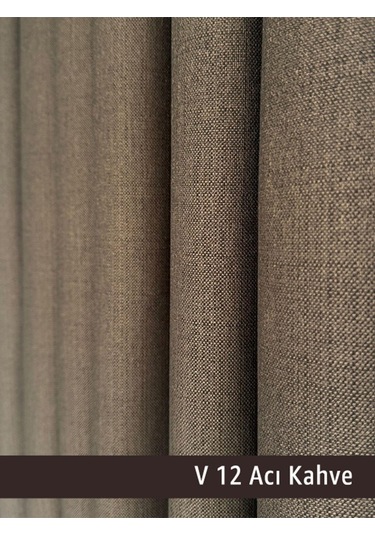 Donatti Acı Kahverengi Düz Keten Fon Perde 1/3 Pile Tek Kanat Acı Kahverengi