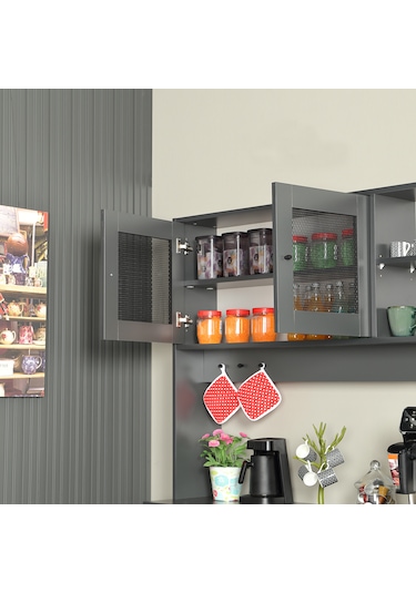 Pasific Home Grano Kahve Köşesi Çok Amaçlı Kiler Dolabı, 140 cm, Antrasit