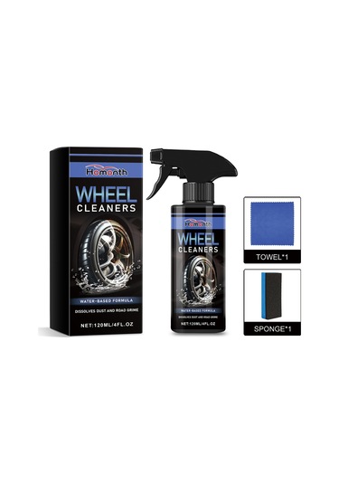 Jeehugo Oto Jant Temizleyici Spreyi 120ml - Dirsek Ve Yol Kirliliğini Kaldırır, Alüminyum Dışında Tüm Jantlar İçin - 1 Sponge + 1 Mendil