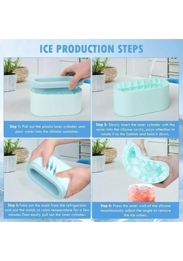 Pazly Yeniden Kullanılabilir Silikon Buz Küpü Tepsisi, Kendin Yap Buz Yapıcı, Mavi, Sarı, Gri Renkli, Gıda Güvenli, Kolay Saklama Gri
