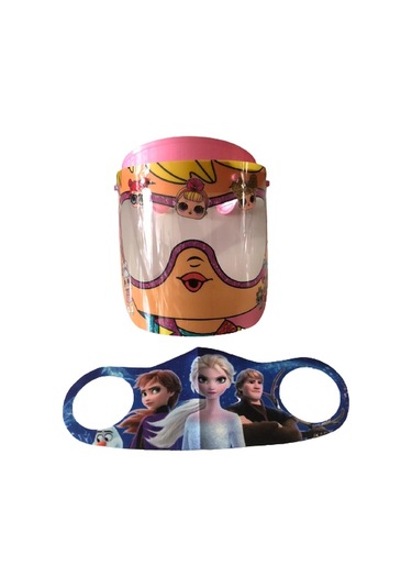 Gürbey Lol Bebek Baskılı Çocuk Siperlik + Elsa Desenli Çocuk Maske