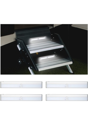 Yunboo 10 Led Hareket Sensörlü Led Işık Şeridi, Manyetik, Batarya İle Çalışır, 4 Adet, Araç, Kamp, Ev İçin Otomatik Aç-kapat, Enerji Tasarruflu Beyaz