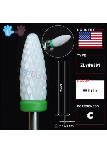 Rolinstar Beyaz Seramik Solak Kişi Alev Bit Belirlenmiş Freze Kesiciler Çıkarma Jel Cila Vernik Tırnak Matkap Ucu Açık Gri