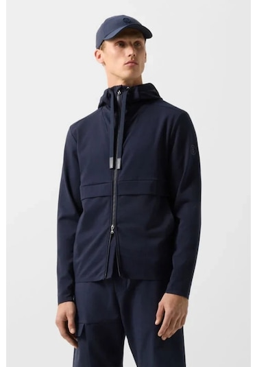 Bogner Ernesto Modern Athleisure Stil Hoodie Erkek Ceket Lacivert