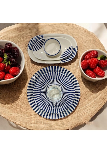 Marianna Db1936 Linea 32 Parça 6 Kişilik Kahvaltı Seti Mavi - Beyaz