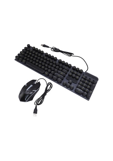 Xindoker D500 Siyah Kablolu Klavye Fare Seti, Pencere Ve Mac Uyumlu, 1600 Dpı, Su Geçirmez, Işıklı Tuşlar, Dayanıklı Uv Baskı, Plug And Play