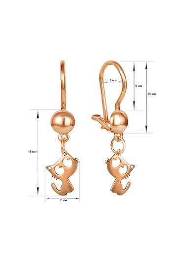 Zolotoj Merkurij Çocuk Küpeleri Kediler Asılı Altın Kaplama Gümüş 197548226 Altın