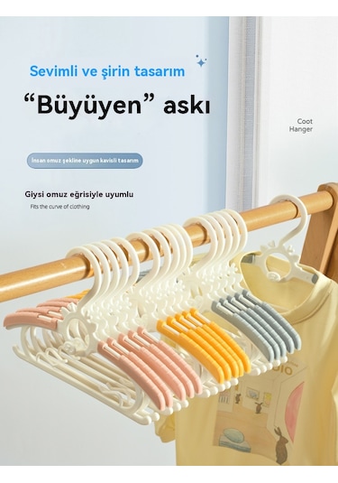 Çocuklar İçin Geri Çekilebilir Kaymaz Elbise Askısı Ev Tipi Omuz Askılı Köşe Depolama Elbise Askısı 20'li Paket Pembe