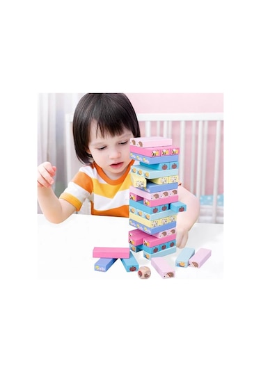 Ahşap Renkli 51 Parça Jenga