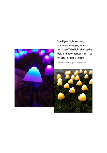 Sones 6.5m 30 Led Güneş Enerjili Mantar Çim Işığı Açık Su Geçirmez Bahçe Villa Peyzaj Dekoratif Işık Dizisi Sıcak Beyaz Işık Diğer