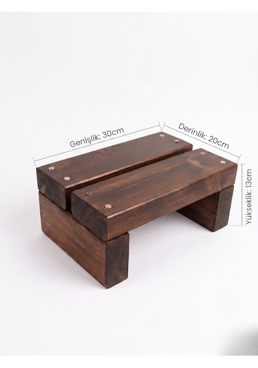 Nest Woodtr Doğal Ahşap Tek Katlı Basamak Tabure Yükseltici 30x25x15cm 1adet Acı Kahverengi