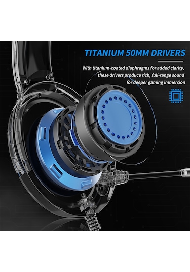 Yaozixa Beyaz Kablolu Oyun Kulaklığı, 50mm Surround Ses, Gürültü Engelleme Mikrofonlu, Bilgisayar/notebook Uyumlu, Uzun Kullanim Konforu