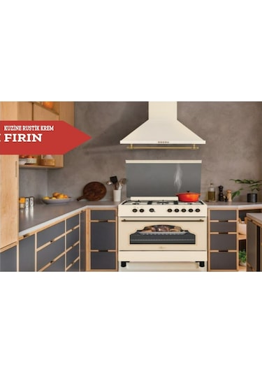 GL General Desire GLF 9050RKP 110 L Kuzine Rustik Krem Piliç Çevirmeli Fırın
