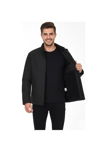 Erkek Büyük Beden Hakim Yaka Spor Mont 99547 Bbgl-st04878 Siyah