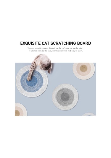 Moveevo 14'' Doğal Ramie Kedi Tırmalama Matı Yuvarlak Tırnak Törpüleme & Rahat Uyku Halısı Mobilya Koruma