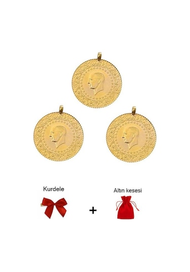 AgaKulche Ziynet Çeyrek Altın Eski Kulplu 3 Adet