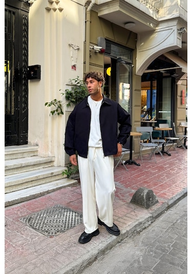 Flaw Gömlek Yaka Bomber İnce Ceket Siyah Siyah