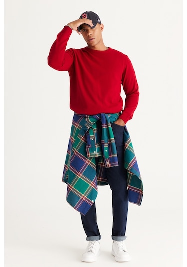 Altinyildiz Classics Erkek Kırmızı Standart Fit Normal Kesim Bisiklet Yaka Triko 4A4923100001KMZXL Kırmızı