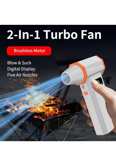 Fochsia Aicevoos Şarj Edilebilir Yüksek Hız Turbo Jet Fan Vakum Aksesuarlı Gri Toz Kar Temizleme Bilgisayar Araç Kamp