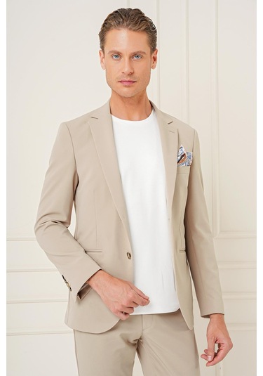 C 680 Slim Fit Bej Spor Ceket Bej