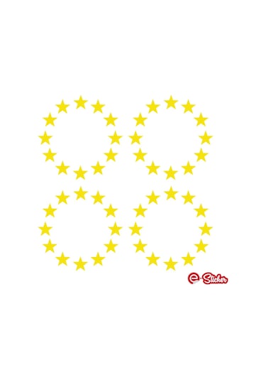 3 X 3 Cm Plaka Ab Yıldızı Sticker Oto Araba Sticker 4 Adet Sarı-3 X 3 Cm