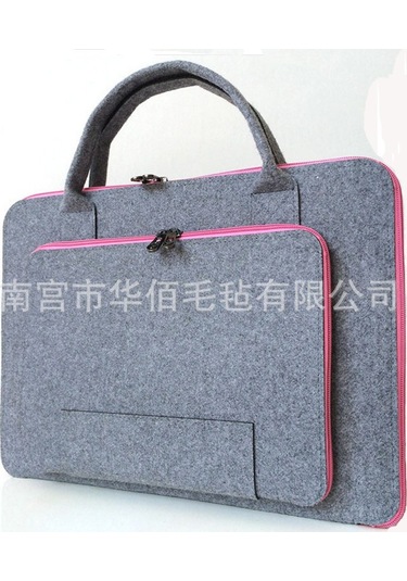 Jeemson 14 İnç Felt Bilgisayar Çantası, Çift Rıhtım, İş Çantası, Tablet Kılıfı, Hafif Gri-mavi Rengi, 38x28cm Gri - Mavi