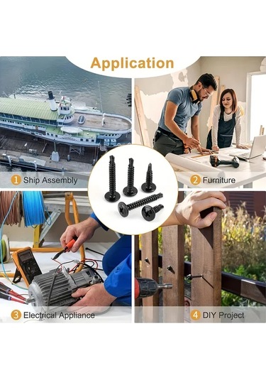 Willowhaven 400 Parça Paslanmaz Tek Vidalar 4 Ebat S2 Matkap Uçlu Kendinden Delikli Diğer