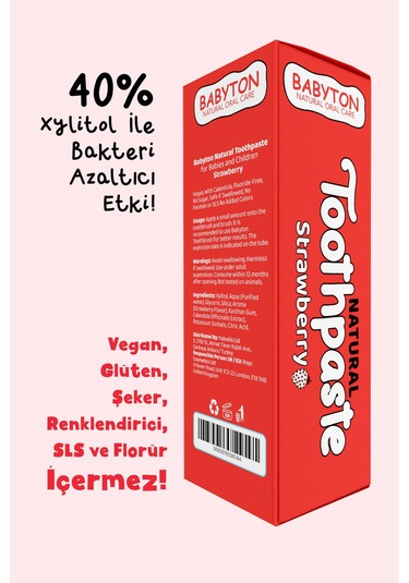 Babyton Çilek Organik Diş Macunu 50 G