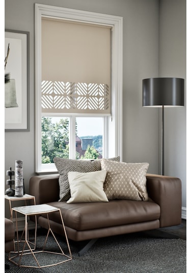 Lazer Kesim Mat Stor Perde, Lazer Kesimli Klasik Serisi, C-201003 Açık Kahverengi Açık Kahverengi