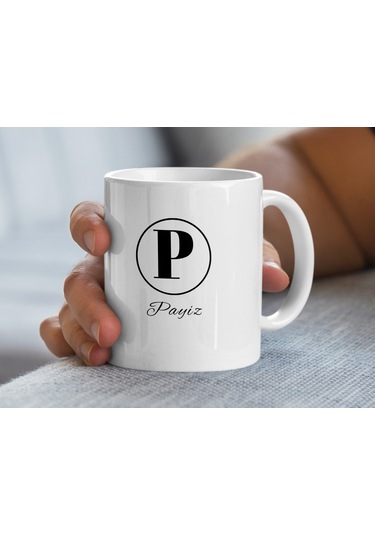 Payiz İsimli Kupa Bardak, Harfli Bardak, Hediye Kupa Bardak, Kahve Kupa Bardak Beyaz