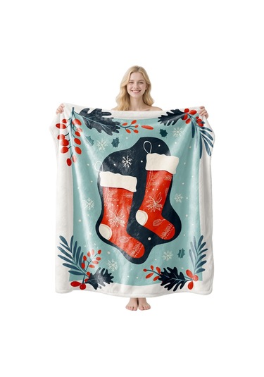 Noel Fral Küçük Battaniye Festival Atmosferi Pratik Kullanım-mt-flr-189 150 200 Yeşil