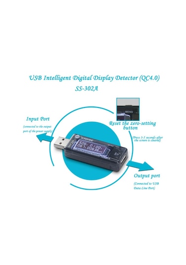 Usb Şarj Akım Voltaj Test Cihazı Usb Arıza Tespit Cihazı Ss-302A