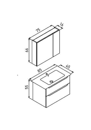 Orka Messina 85 Cm Mat Antrasit Banyo Dolabı Alt Modül Lavabo Antrasit