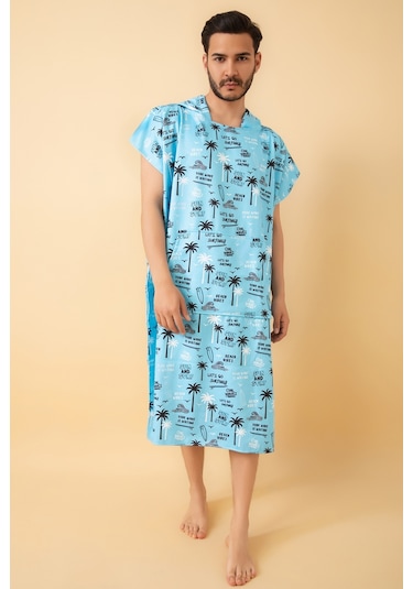 Beach Vibes Yetişkin Sörf Panço Kapüşonlu Plaj Havlusu Sm Beden