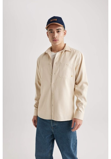 DeFacto Regular Fit Tensel Basic Düz Uzun Kollu Gömlek B3670AX24SPER235