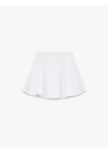 Koton Yüksek Bel Rahat Kalıp Scuba Mini Spor Şort Etek Beyaz 6wak40027nk Beyaz