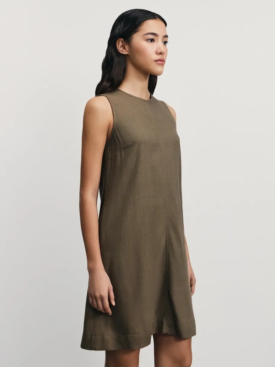 Zarına Yazlık Mini Günlük Düğmesiz Elbise 371654315 Khaki