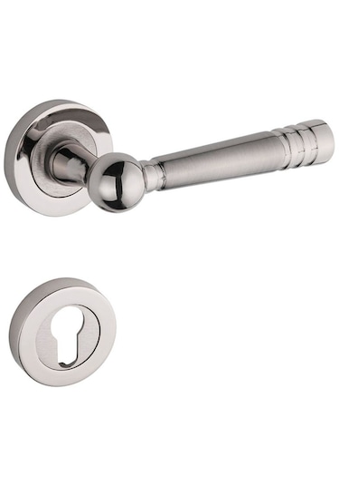 Rozetli Nikel Saten Çelik Kapı Kolu Yale Sağ Basar Tek Yön