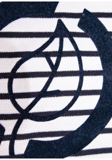 Ozmoz Logolu Lacivert Çizgili Erkek Çocuk Baharlık Sweathirt 001 Lacivert - Beyaz