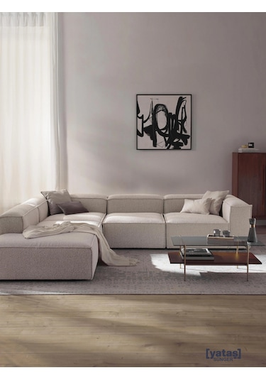 Most Mollis Pro 4 Modül Sol Köşe Koltuk 01 Lüks Beyaz Bukle Kumaş